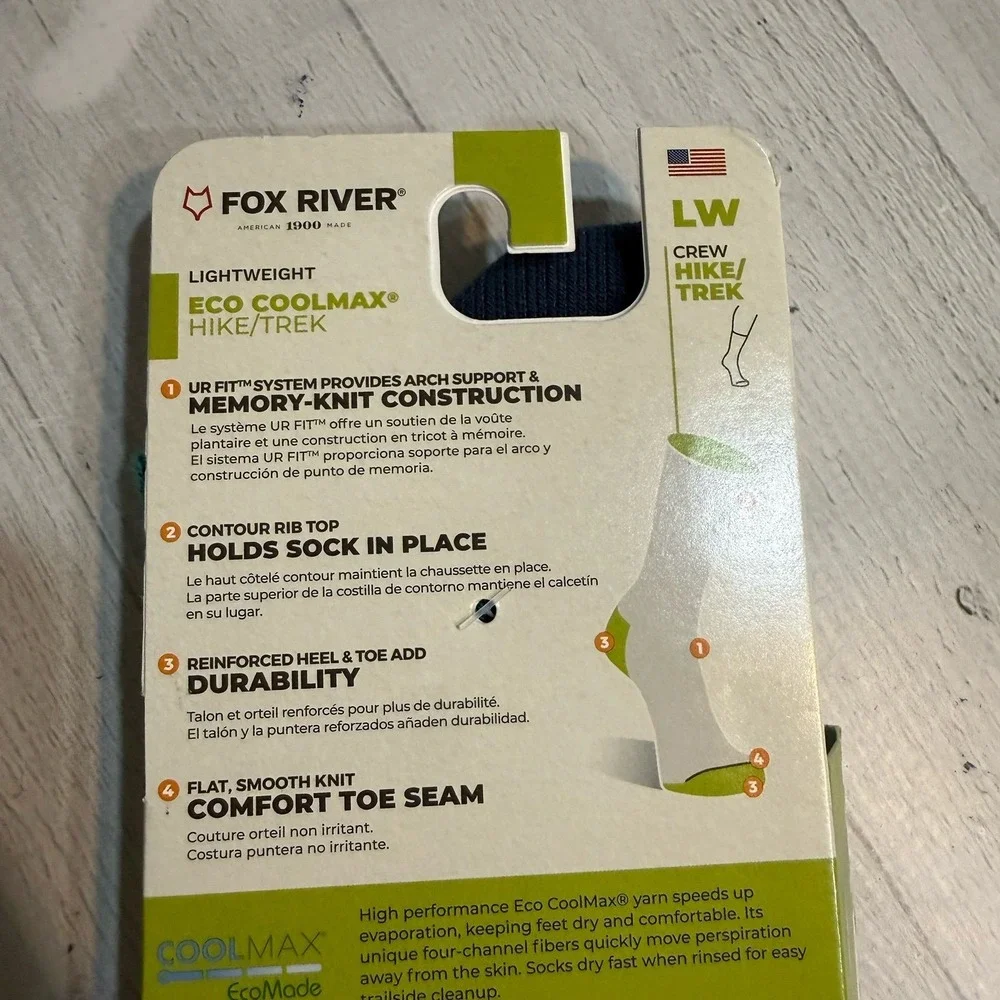 Fox River Kids Hike Trek light Weight Crew Socks Size small kids shoe 9-11.5 NEW